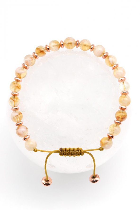 Sitrin Doğal Taş Makrome Örme Bileklik ürün görseli