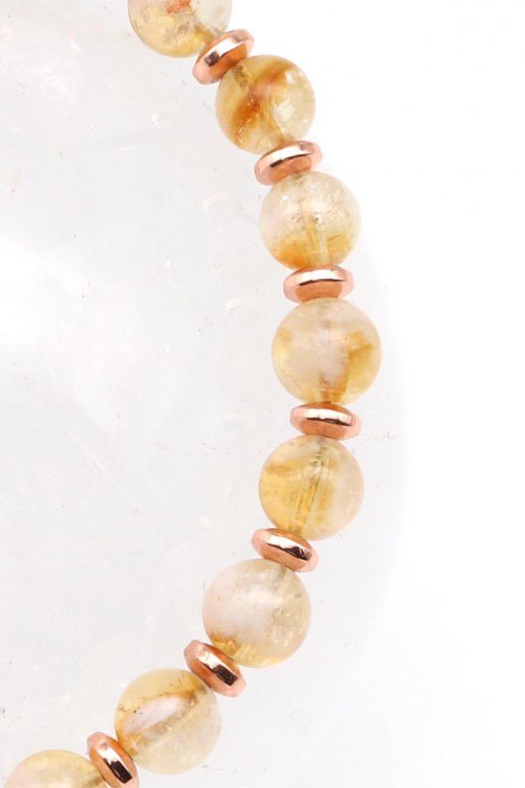 Sitrin Doğal Taş Makrome Örme Bileklik - Resim 2