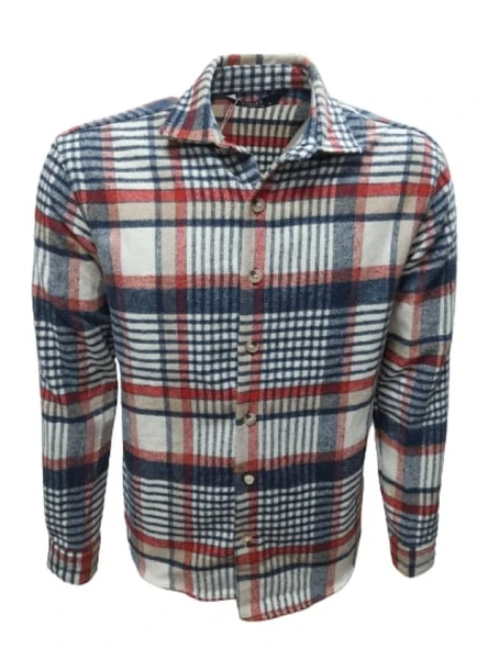 Ronex R00722 Erkek Oduncu Cepsiz Düğmeli Ekose Kareli Gömlek - Resim 5