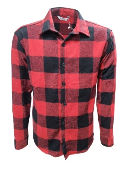 Ronex R00722 Erkek Oduncu Cepsiz Düğmeli Ekose Kareli Gömlek - Resim 3