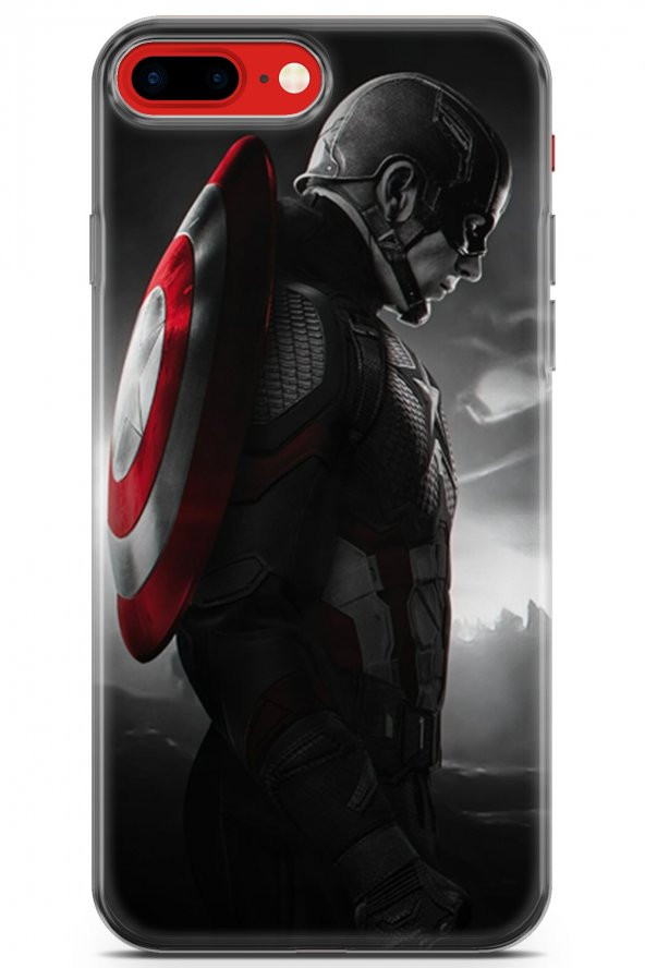 Apple iPhone 7 Plus - 8 Plus Uyumlu Kılıf Supers 18 Captain America Parlak Kılıf Siyah