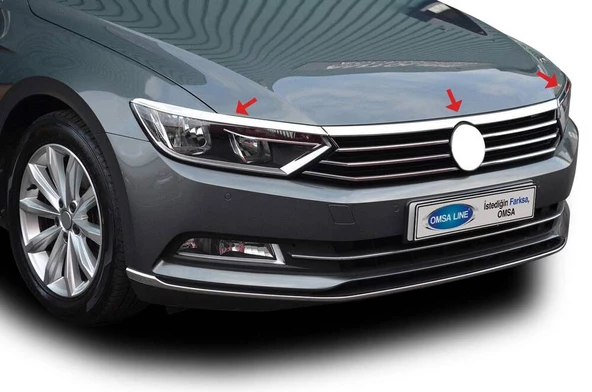 OMSA VW Passat B8 Krom Far Üstü Çıta 3 Parça 2015-2019 Arası - 5