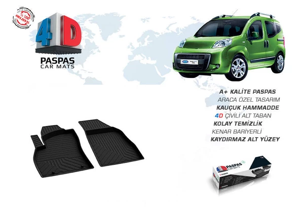 OMSA Fiat Fiorino 4D Havuzlu Paspas Siyah Ön 2 Parça 2008 ve Sonrası