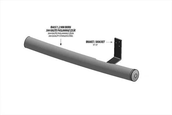 OMSA Peugeot Partner Tepee Krom Boru Çap:60 Arka Basamak Plastik Kapak 2008-2018 Arası - 4