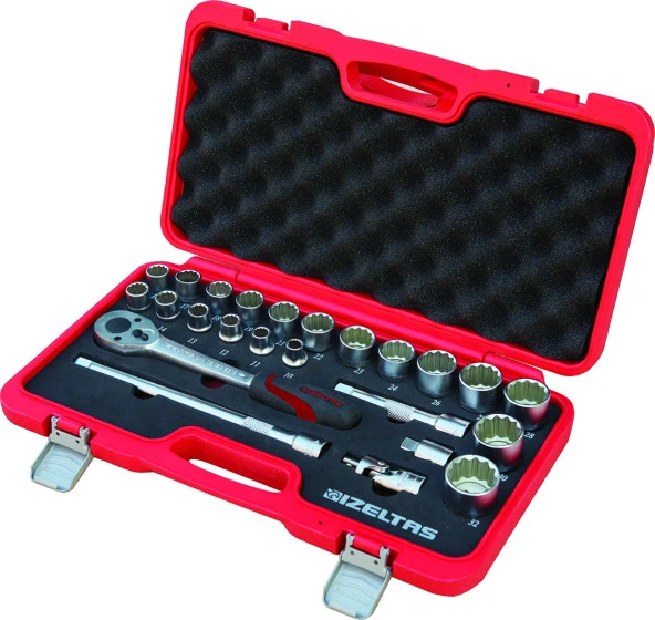 İzeltaş 1114006024 1/2" On İki Köşe Lokma Anahtar Takımı 24 Parça ürün görseli