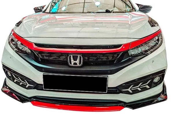 OMSA Honda Civic FC5 Ön Tampon Lip Flaplı Piano Kırmızı ABS 2016 ve Sonrası