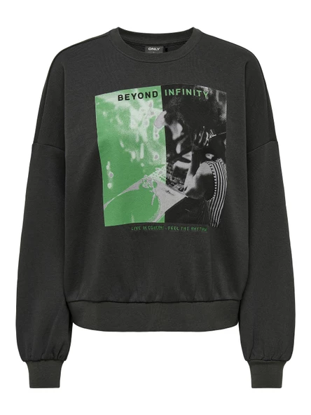 ONLY Bayan Önü Baskılı Bisiklet Yaka Sweatshirt 15312656