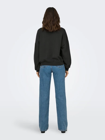 ONLY Bayan Önü Baskılı Bisiklet Yaka Sweatshirt 15312656 - Resim 4