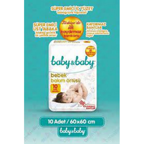 Baby&Baby Bebek Bakım Örtüsü 60x60cm Alt Açma Bezi 10'lu Paket
