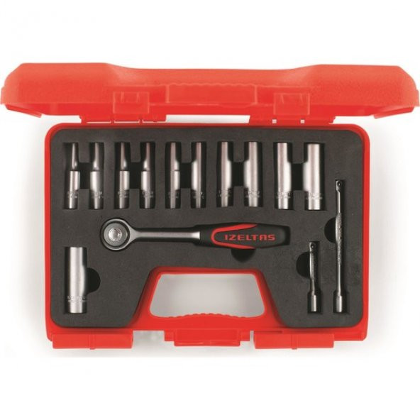 İzeltaş 1107006014 Lokma Takımı 1/4" 14 Parça Derin - 1