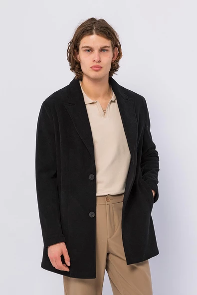 Erkek Renkli Regular Fit Kadife Laminasyonlu İçi Polarlı Sıcak Tutan Kışlık Klasik Kaban - 5