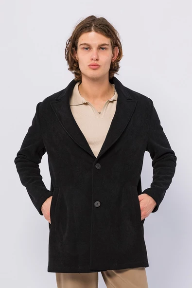 Erkek Renkli Regular Fit Kadife Laminasyonlu İçi Polarlı Sıcak Tutan Kışlık Klasik Kaban - 4