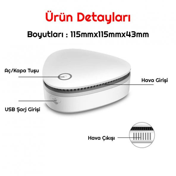 UpWay Ozon Sterilizatör Araç Buzdolabı Hava Temizleme Koku Giderici Dezenfeksiyon Cihazı - 6