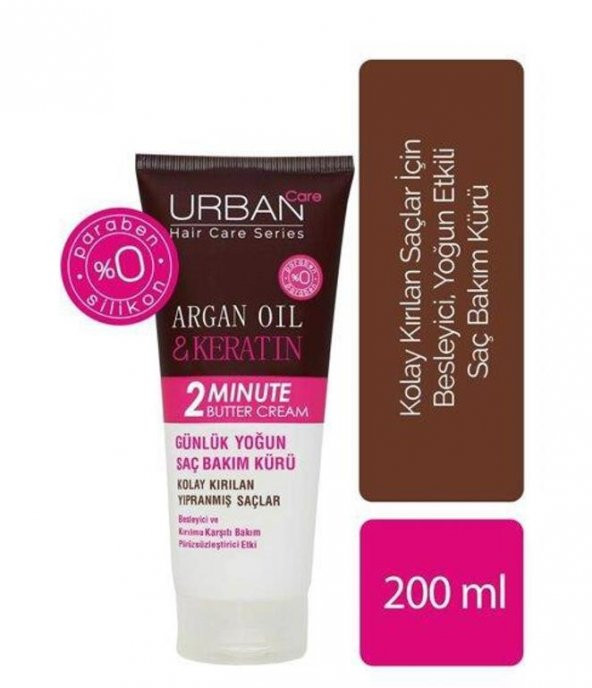 Urban Care Argan Oil & Keratin Kolay Kırılan Yıpranmış Saçlara Yoğun Saç Bakım Maskesi 200 Ml