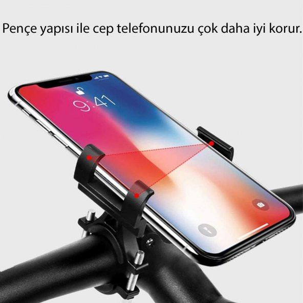 UpWay Alüminyum Bisiklet Motosiklet Universal Ayarlanabilir Cep Telefonu Gidon Tutucu - 3