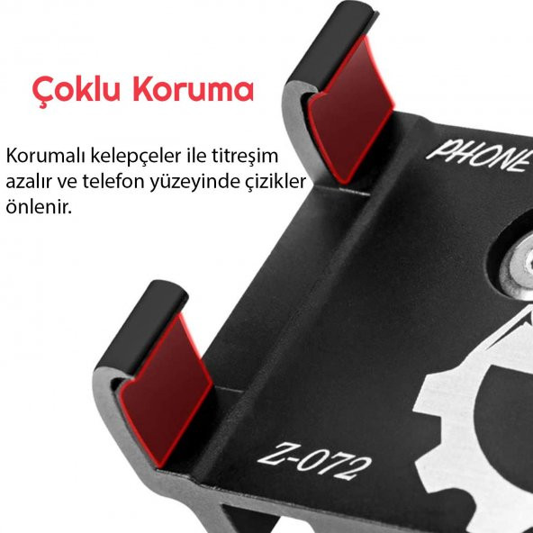 UpWay Alüminyum Bisiklet Motosiklet Universal Ayarlanabilir Cep Telefonu Gidon Tutucu - 4