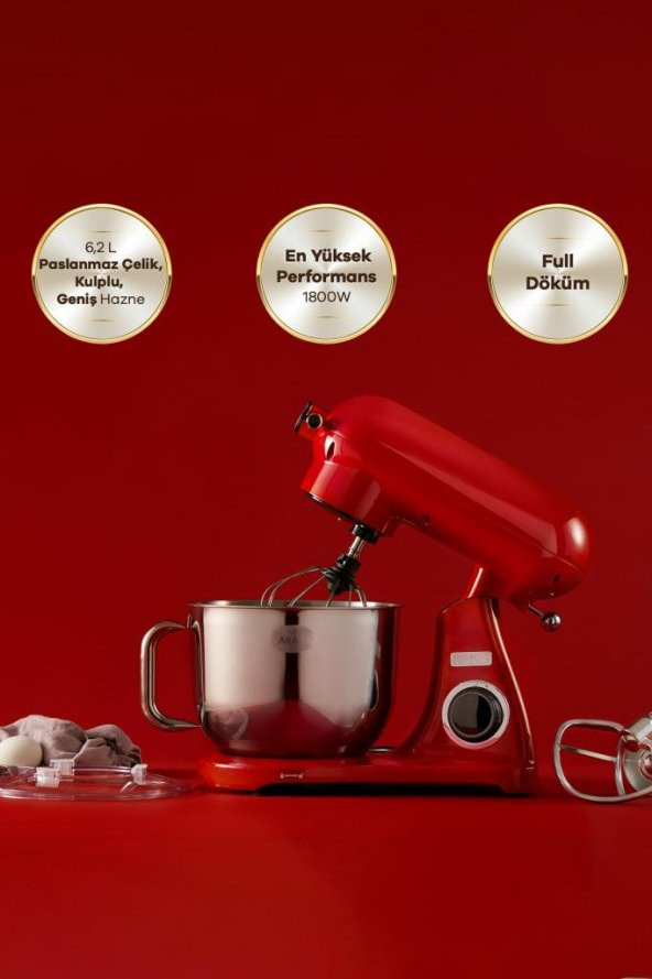 Karaca Powercast Chef Döküm Stand Mikser Red Mutfak Şefi 1800W 6,2 Lt