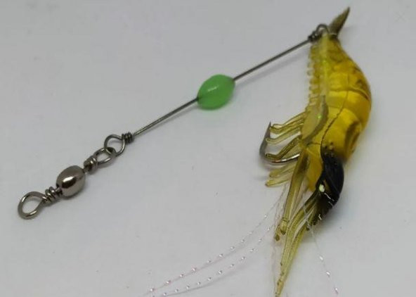 Karides Shrimp Sahte Silikon Balık Yemi Fosforlu Kancalı 9.5 Cm 6.3 gr Sarı - 2