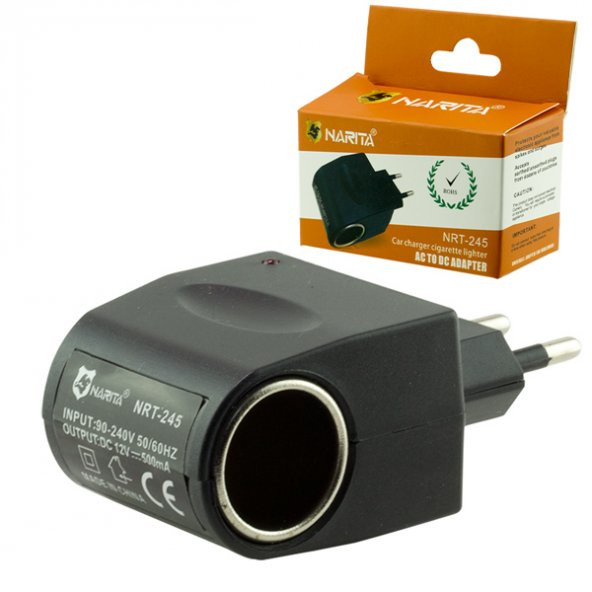 AC TO DC 220 VOLT ÇAKMAK FİŞİ ÇEVİRİCİ ADAPTÖR (INPUT:220V - OUTPUT:12V-500MA) (4116)