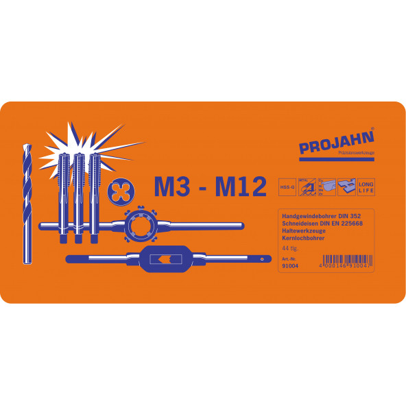 Projahn 91004 44 Parça Diş Açma Seti M3-M12 - 2