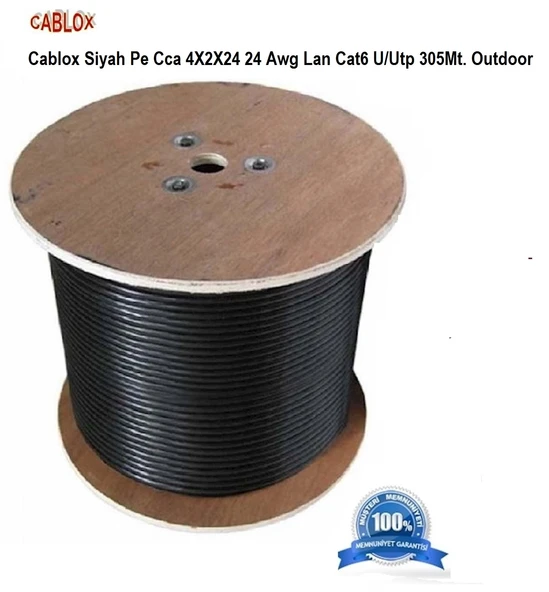 Cablox Siyah PE CCA 4X2X24 24 AWG LAN CAT6 U/UTP 305M Outdoor ürün görseli