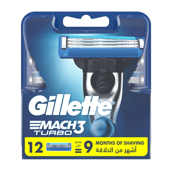 Gillette Mach3 Turbo Yedek Erkek Tıraş Bıçağı 12'li 7702018611225