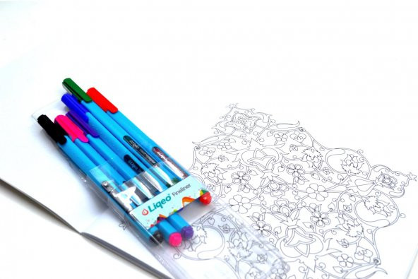 Noki Motifli Boyama Kitabı Ve 6 Lı Liqeo Fineliner Mandala Seti - 3
