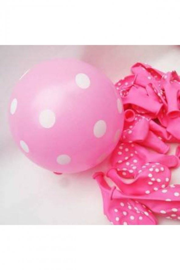 Pembe Beyaz Puantiyeli Balon 15 Adet