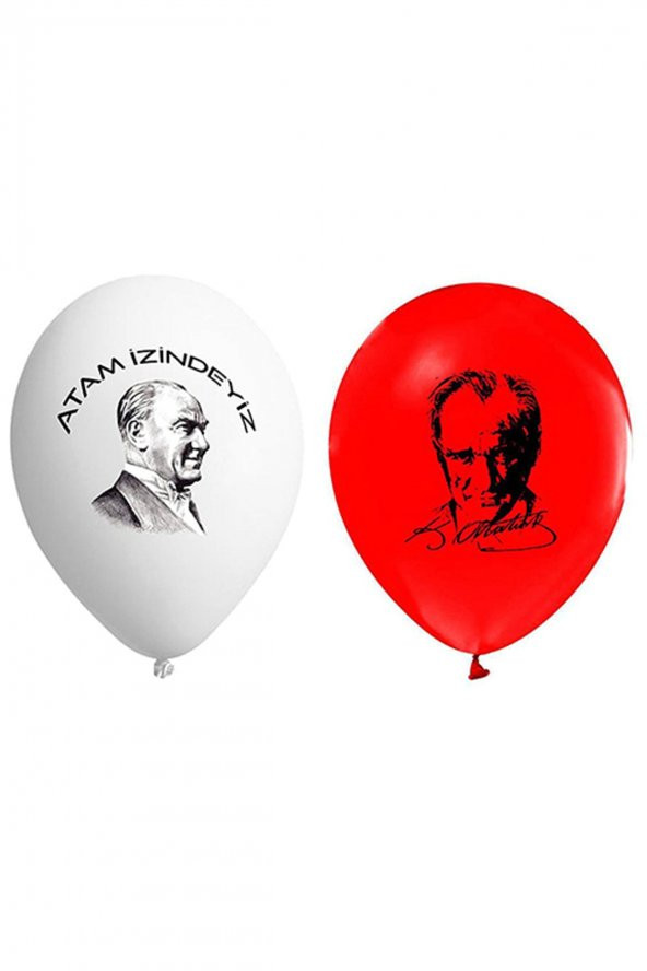 ATATÜRK VE TÜRK BAYRAĞI ÇİFT TARAF BASKILI BALON 25 ADET - 2