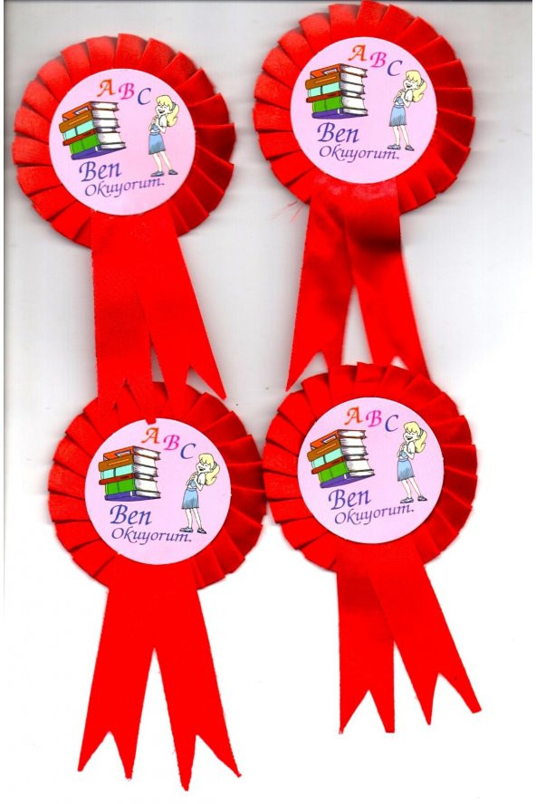 Ben Okuyorum Rozet Kurdelalı Kız Çocuk 4 Adet ürün görseli 1