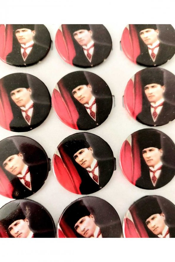 20 Adet Kalpaklı10 Kasım Atatürk Büyük Boy Rozeti - 2