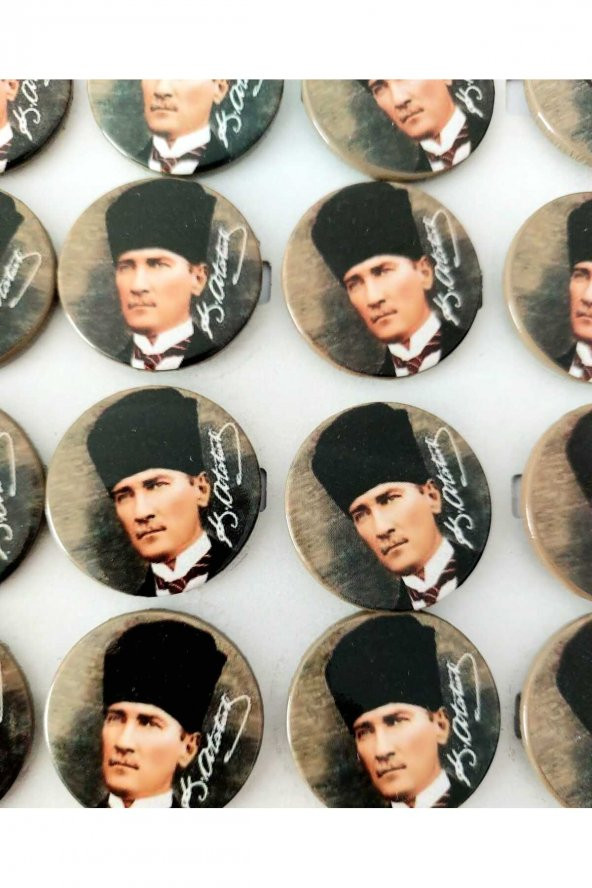 20 Adet 10 Kasım Kemal Atatürk Imzalı Büyük Boy Rozeti - 2