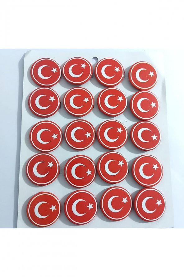 20 Adet Türk Bayrak Rozeti Metal