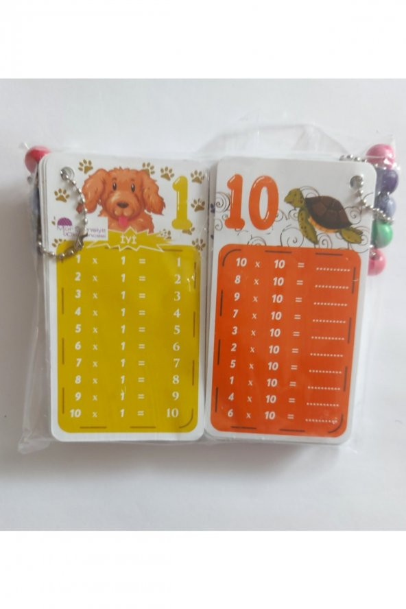 Çarpım Tablosu Zincir Ezber Kartları Selefon Kaplama 10 lu Paket - 2
