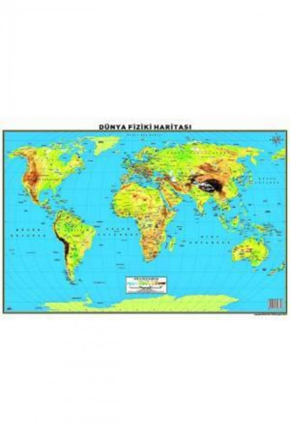 Duvar Selefon Kaplama Çift Taraflı Dünya Fiziki Ve Siyasi Harita 35x50 cm