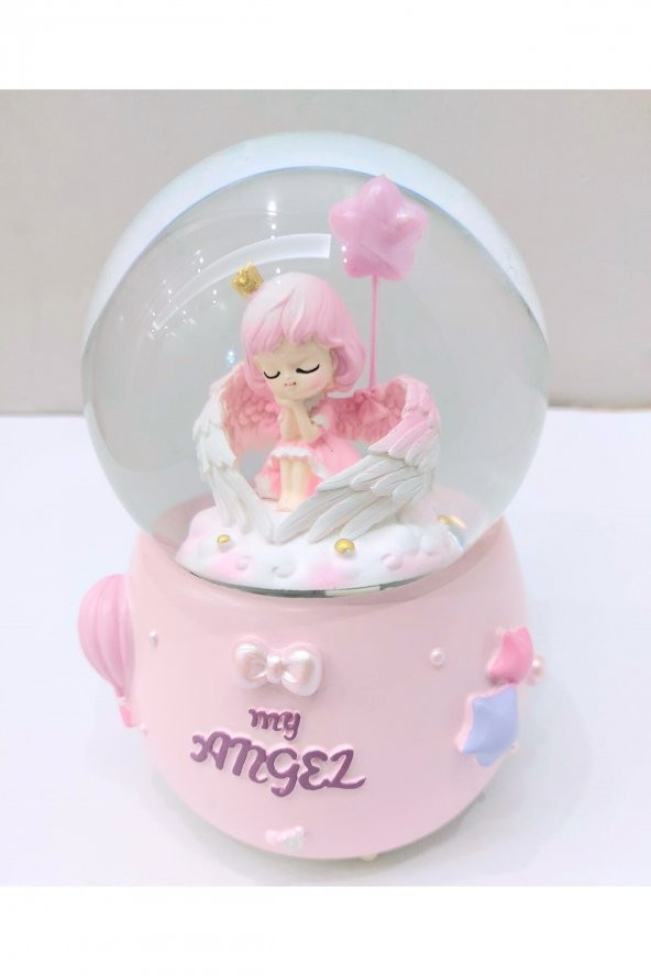 Büyük Boy My Angel Işıklı Otomatik Üflemeli Kar Küresi ürün görseli 1