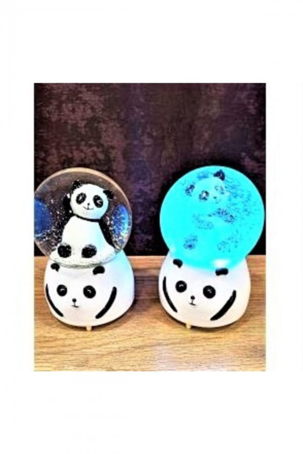 Büyük Boy Romantik Sevimli Panda Işıklı Püskürtmeli Otomatik Kar Küresi Ve Müzik Kutusu ürün görseli 1