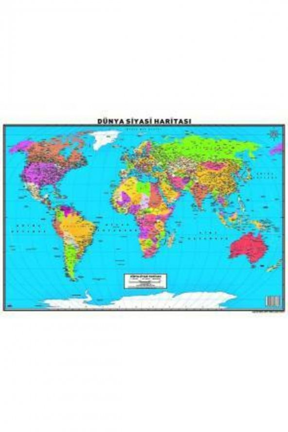 Duvar Selefon Kaplama Çift Taraflı Dünya Fiziki Ve Siyasi Harita 35x50 cm - 2