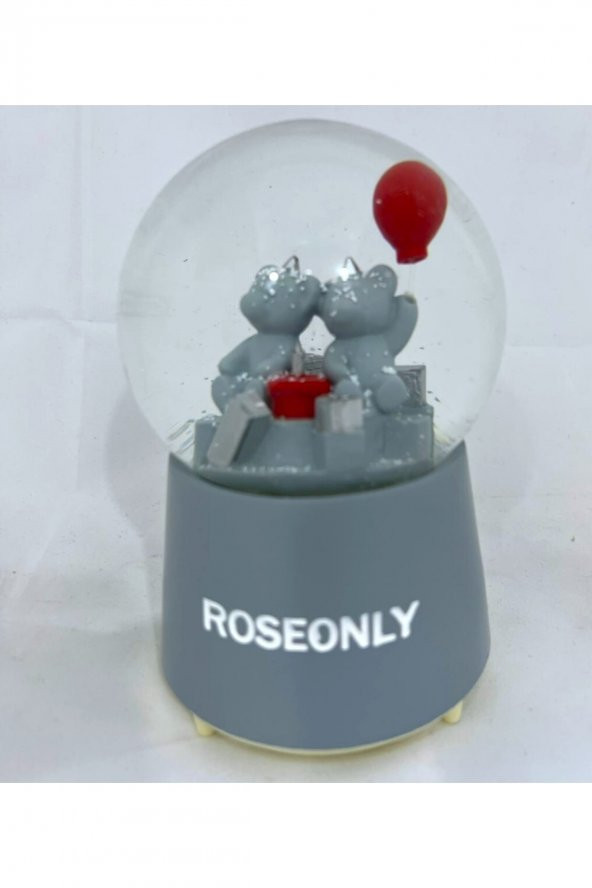 Büyük Boy Rose Only Işıklı Otomatik Üflemeli Kar Küresi ürün görseli 1