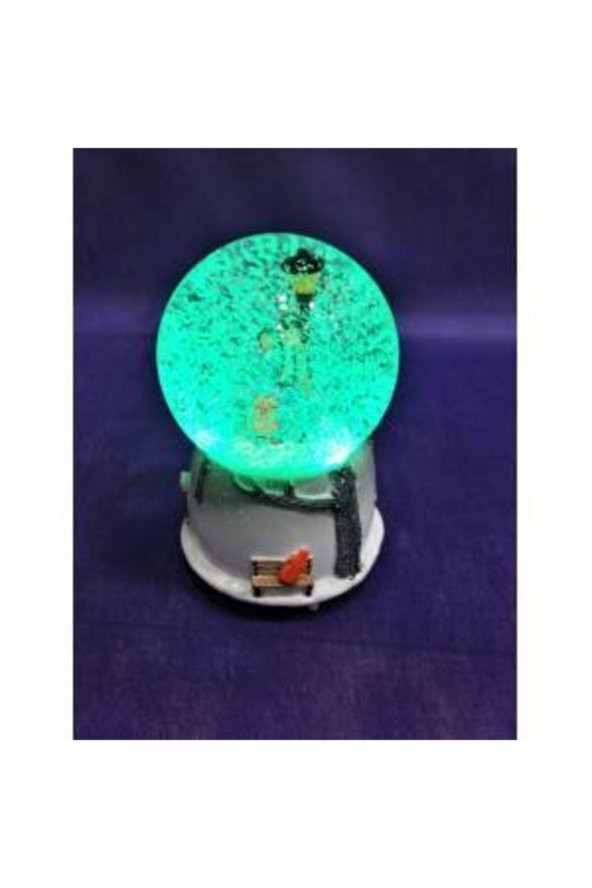 Büyük Boy Sokak Lambası Altında Oturan Işıklı Otomatik Üflemeli Kar Küresi - Resim 2