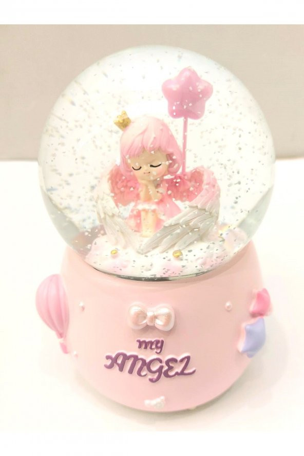 Büyük Boy My Angel Işıklı Otomatik Üflemeli Kar Küresi - Resim 2