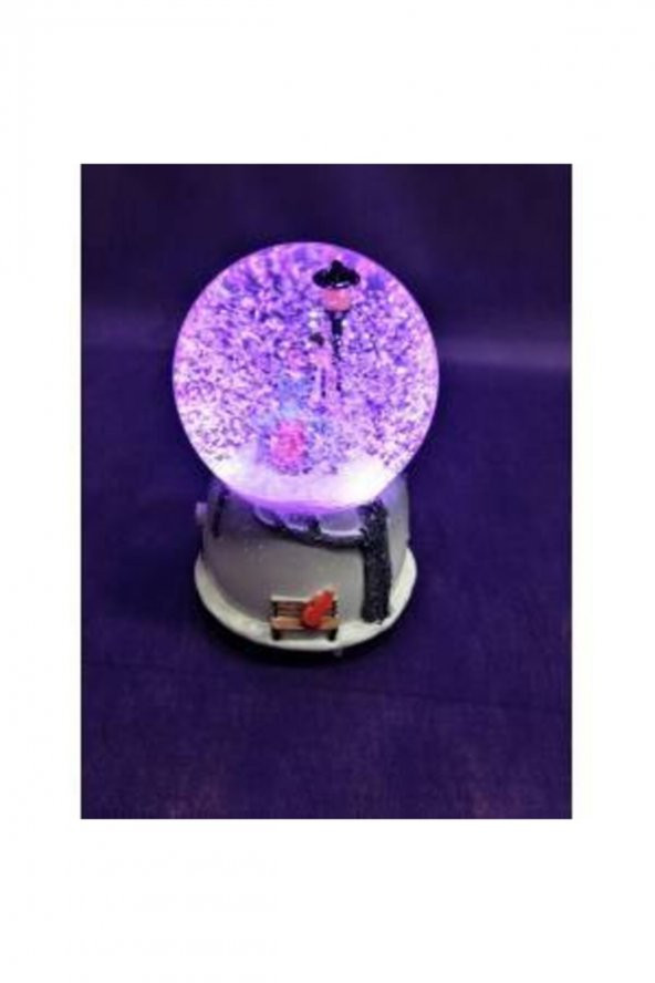 Büyük Boy Sokak Lambası Altında Oturan Işıklı Otomatik Üflemeli Kar Küresi - Resim 3