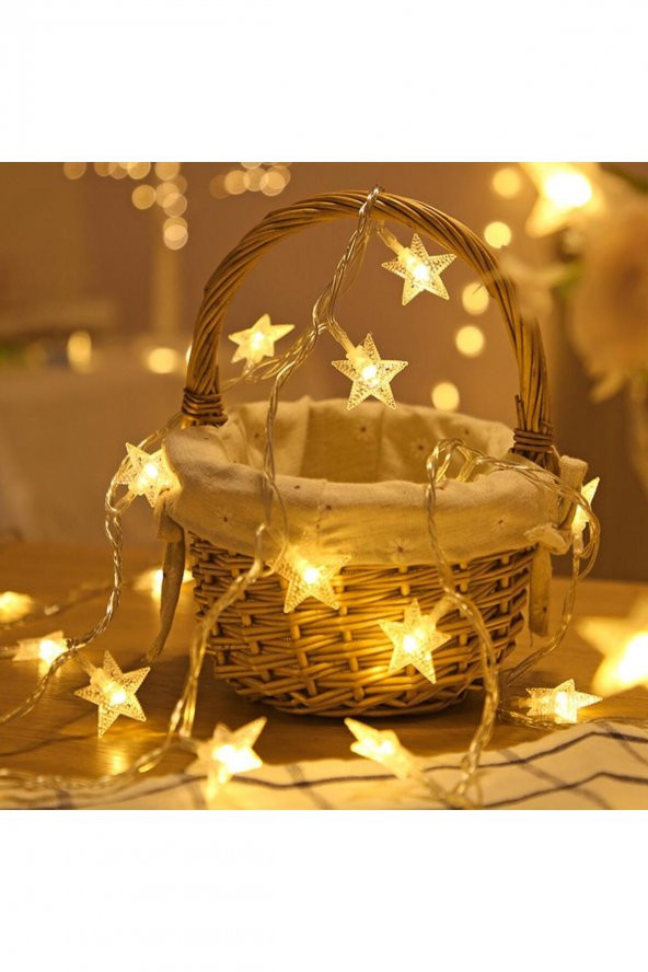 Şeffaf Kablolu Yıldız Şekilli Günışığı Renk Elektrikli Led Işık 10 Metre ürün görseli 1