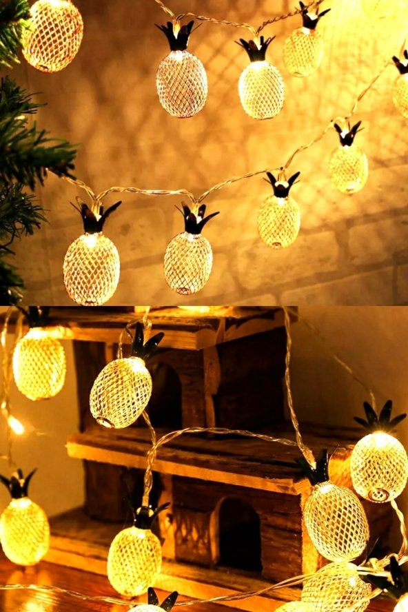 Şahaneparti Dekoratif Ananas 10lu Led Işık Zinciri - 1.5 Mt