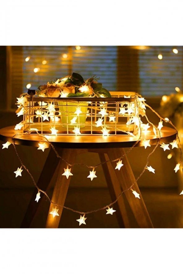 Şeffaf Kablolu Yıldız Şekilli Günışığı Renk Elektrikli Led Işık 5 mt ürün görseli 1