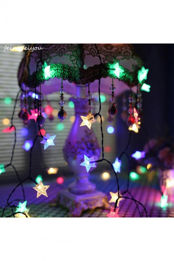 Yıldız Şeklinde Karışık  Led 5 Metre Fişli
