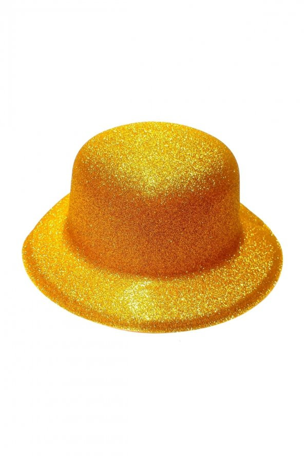 Gold Renk Yuvarlak Plastik Parti Şapkası Simli