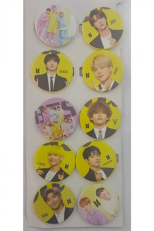 10 Adet Bts Grup Rozeti Büyük Boy