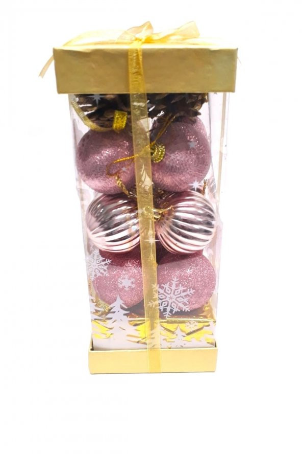 Rose Renk Kutulu Yılbaşı Ağaç Süsü 20li