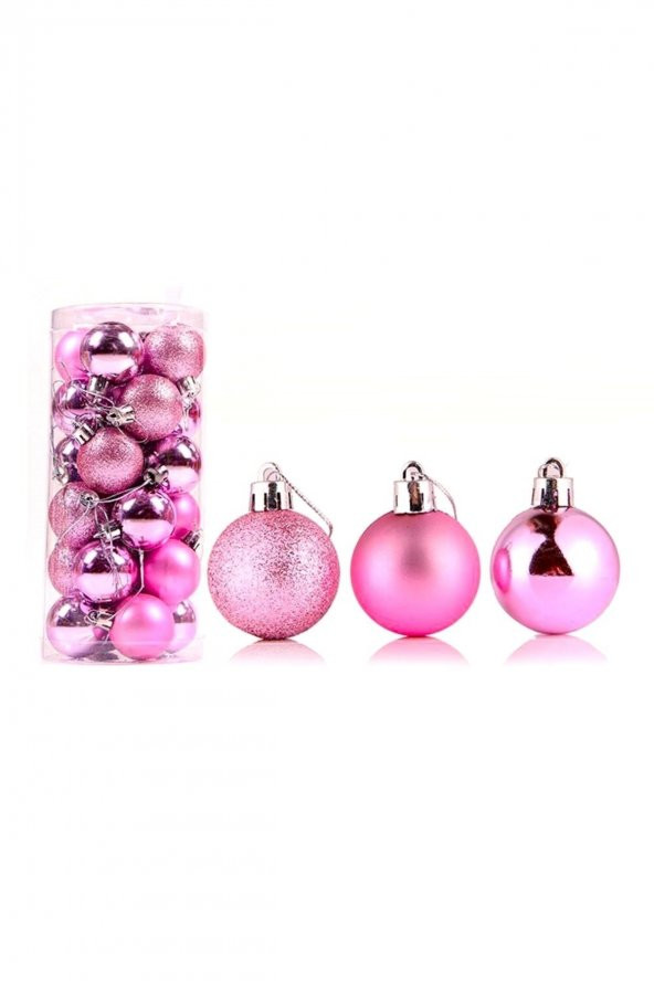 Pembe Yılbaşı Topu 24lü 4 Cm ürün görseli 1